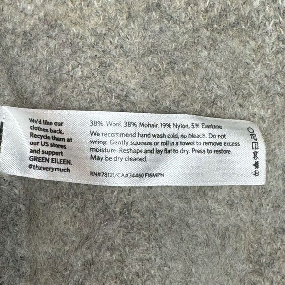 Eileen Fisher moon shawl collar coat with mohair plush melange windowpane print - Picture 11 of 14